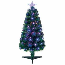 NEW 80CM 2.6FT SLIM LED & FIBRE OPTIC COLOUR CHANGING CHRISTMAS TREE