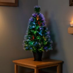 PREMIER DECORATIONS 2.6FT FIBRE OPTIC BURST CHRISTMAS TREE - GREEN