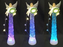46CM ANGEL GLITTER COLOUR CHANGING WATER SPINNER WARM WHITE LED LIGHT UP BATTERY