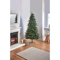 PREMIER DECORATIONS 2.1M/7FT FAIRMONT FIR GLITTER TIPS CHRISTMAS TREE - GREEN