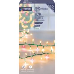 PREMIER 1000 LED M/A ULTRABRIGHTS XMAS LIGHTS WITH TIMER RED VINTAGE GOLD