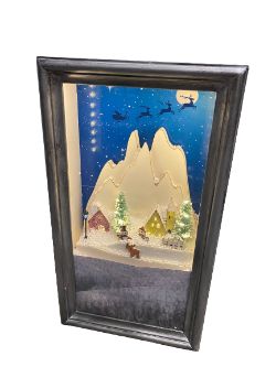 PREMIER LIGHT UP MUSICAL LED SNOW SCENE CHRISTMAS MUSICAL FRAME DECORATION