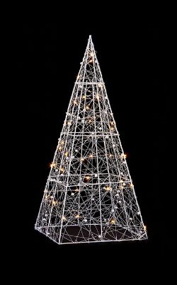 PREMIER CHRISTMAS WIRE PYRAMID LED WARM WHITE BATTERY OPERATED LIGHTS DECORATION