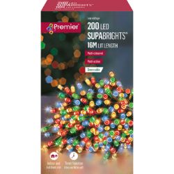 200 LED MULTI-ACTION SUPABRIGHTS CHRISTMAS TREE LIGHTS WITH TIMER MULTICOLOUR