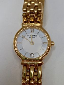 LADIES RAYMOND WEIL 18CT GOLD ELECTROPLATED WATCH 9925