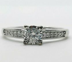 ILLUSION SET DIAMOND RING/DIAMOND SHOULDERS 9CT 0.25CT + GIFT BOX + VALUATION CERTIFICATE OF £1175