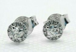 HALO SET DIAMOND EARRINGS/WHITE GOLD 0.24CT IN GIFT BOX WITH VALUATION CERTIFICATE OF £1295