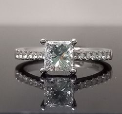 GIA 1.01CT D SI2 PRINCESS CUT DIAMOND ENGAGEMENT RING PLATINUM DIAMONDS SHOULDER VALUATION OF £8995