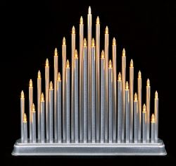 CHRISTMAS DECORATIONS CANDLE BRIDGE 33 WARM WHITE LED CANDLES SILVER