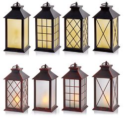 28CM BATTERY OPERATED FLICKERING FIRE EFFECT LANTERN WARM GLOWING LED