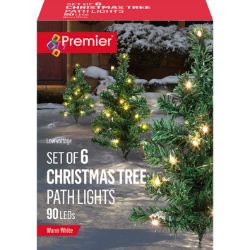 6-PIECE 5M CHRISTMAS GREEN TREE OUTDOOR PATH LIGHTS 15 WARM WHITE COLOUR LEDS