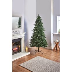 PREMIER DECORATIONS 2.1M/7FT FAIRMONT FIR GLITTER TIPS CHRISTMAS TREE - GREEN