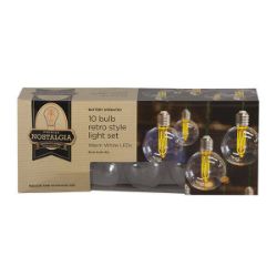 BATTERY OPERATED 10X8CM RETRO BULB WARM WHITE LED LIGHT SET INDOOR & OUTDOOR USE