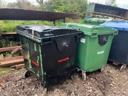 1 X PLASTIC 660 LITRE TRADE WHEELIE BIN FORKLIFT POCKETS - CHOICE OF 15 SKIPS