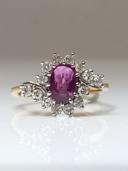 PINK SAPPHIRE 1.00CT & 0.76CT DIAMOND DRESS/COCKTAIL RING 18CT YELLOW GOLD + VALUATION CERT OF £3250
