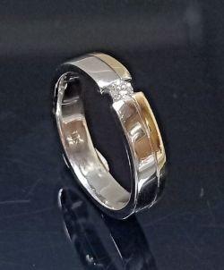 0.08CT DIAMOND WEDDING BAND 14CT YELLOW/WHITE GOLD + GIFT BOX + VALUATION CERTIFICATE OF £1600