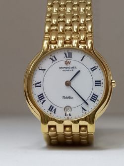 MENS /UNISEX RAYMOND WEIL WATCH. 18K GOLD ELECTROPLATED . 4802. DATA