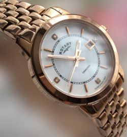 ROTARY LADIES WATCH QUARTZ ROSE GOLD PVD STEEL LB00246/41 DIAMONDS PEARL DIAL