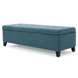 **(BRAND NEW SEALED BOX)** DARK NAVY BLUE FABRIC STORAGE OTTOMAN