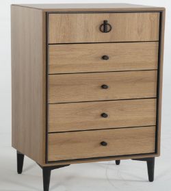 INDUS OAK 5 DRAWER TALL CHEST 600X400X1050MM MRP £499
