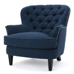**(BRAND NEW SEALED BOX)** FABRIC CHAIR NAVY BLUE