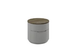 FURNITURE VILLAGE AZZURRI 2 DRAWER NIGHTSTAND IN HAVANA OAK AND CASHMERE GLOSS FINISH MRP £319
