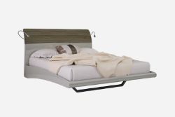 FURNITURE VILLAGE AZZURRI DOUBLE SIZE BED FRAME HAVANA OAK AND CASHMERE MRP £859