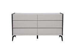 DFS BELLA 6 DRAWER DRESSER IN TWO TONE SLATE AND CASHMERE HIGH GLOSS MRP £869