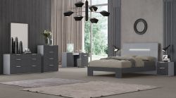 IVY KINGSIZE BED FRAME IN TWO TONE FLANNEL AND GRAPHITE SATIN LACQUER WITH LED LIGHT MRP £999