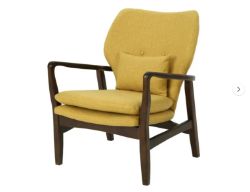 **(BRAND NEW SEALED BOX)**FABRIC MUSTARD CHAIR