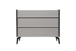 DFS BELLA 3 DRAWER DRESSER IN TWO TONE SLATE AND CASHMERE HIGH GLOSS MRP £829