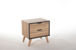 INDUS OAK FINISH 2 DRAWER NIGHTSTAND 450DX580WX590MMH