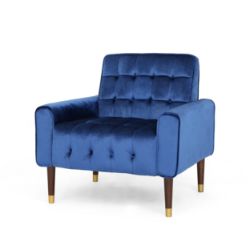 **(BRAND NEW SEALED BOX)** VELVET ARMCHAIR MODERN GLAM BUTTON-TUFTED