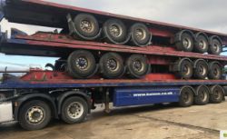 STACK OF 5 X13.6 METRE TRIAXLE FLAT TRAILORS BPW A