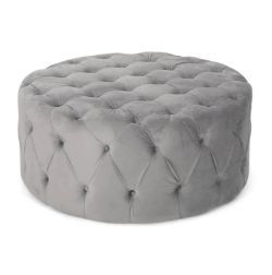 GLAM ROUND TUFTED VELVET OTTOMAN