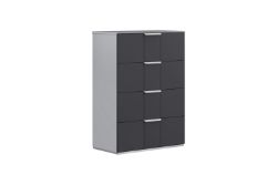IVY 4 DRAWER TALL WIDE CHEST IN TWO TONE FLANNEL AND GRAPHITE WITH SOFT CLOSE DRAWERS MRP£859