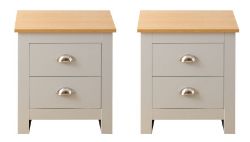 JOB LOT 10 X GREY WITH OAK TOP SHAKER-INSPIRED STYLISH DESIGN BEDSIDES