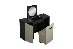 DFS BELLA VANITY UNIT WITH STOOL IN TWO TONE SLATE AND CASHMERE HIGH GLOSS MRP £949