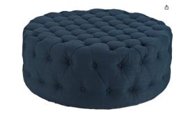 **(BRAND NEW SEALED BOX)** TUFTED ROUND FABRIC OTTOMAN