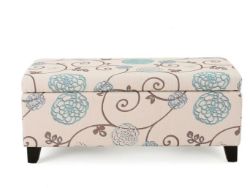 **(BRAND NEW SEALED BOX)** UPHOLSTERED STORAGE OTTOMAN