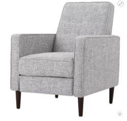 **(BRAND NEW SEALED BOX)** FABRIC LIGHT GREY NAILHEAD ACCENT CHAIR