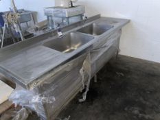 Stainless Double Bowl Sink with Left and Right Hand Drainers 2400 x 700 x 900mm High