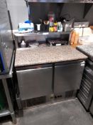 King Double Door Prep Fridge, with Granite Worktop
