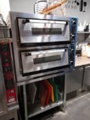 Adexa Twin Deck Pizza Oven, on Stainless Steel Table