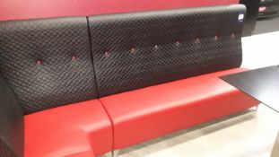 3 section corner booth red faux leather upholstered dining benches (1 x 1,600mm, 1 x 1,050mm and 1 x