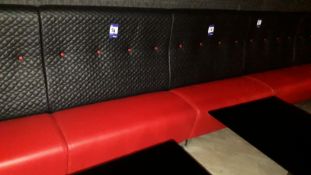 2 x Red faux leather upholstered dining benches (2 x 1,050mm)