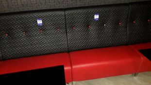 2 x Red faux leather upholstered dining benches (2 x 1,050mm)