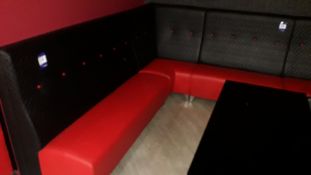 3 section corner booth red faux leather upholstered dining benches (1 x 1,600mm, 1 x 1,050mm and 1 x