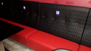 2 x Red faux leather upholstered dining benches (2 x 1,050mm)