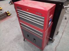 Sealey mobile two drawer cupboard and 4 drawer tool chest as lotted, contents excluded, no keys